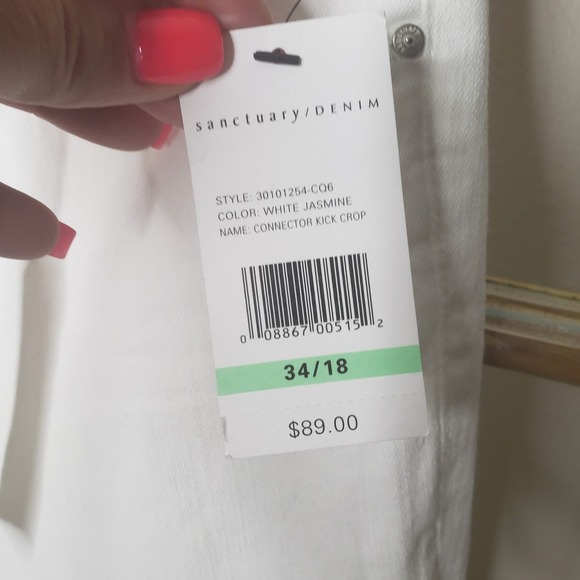 Sanctuary White Denim Cropped Jeans Ladies size 18 NWT - Picture 4 of 7